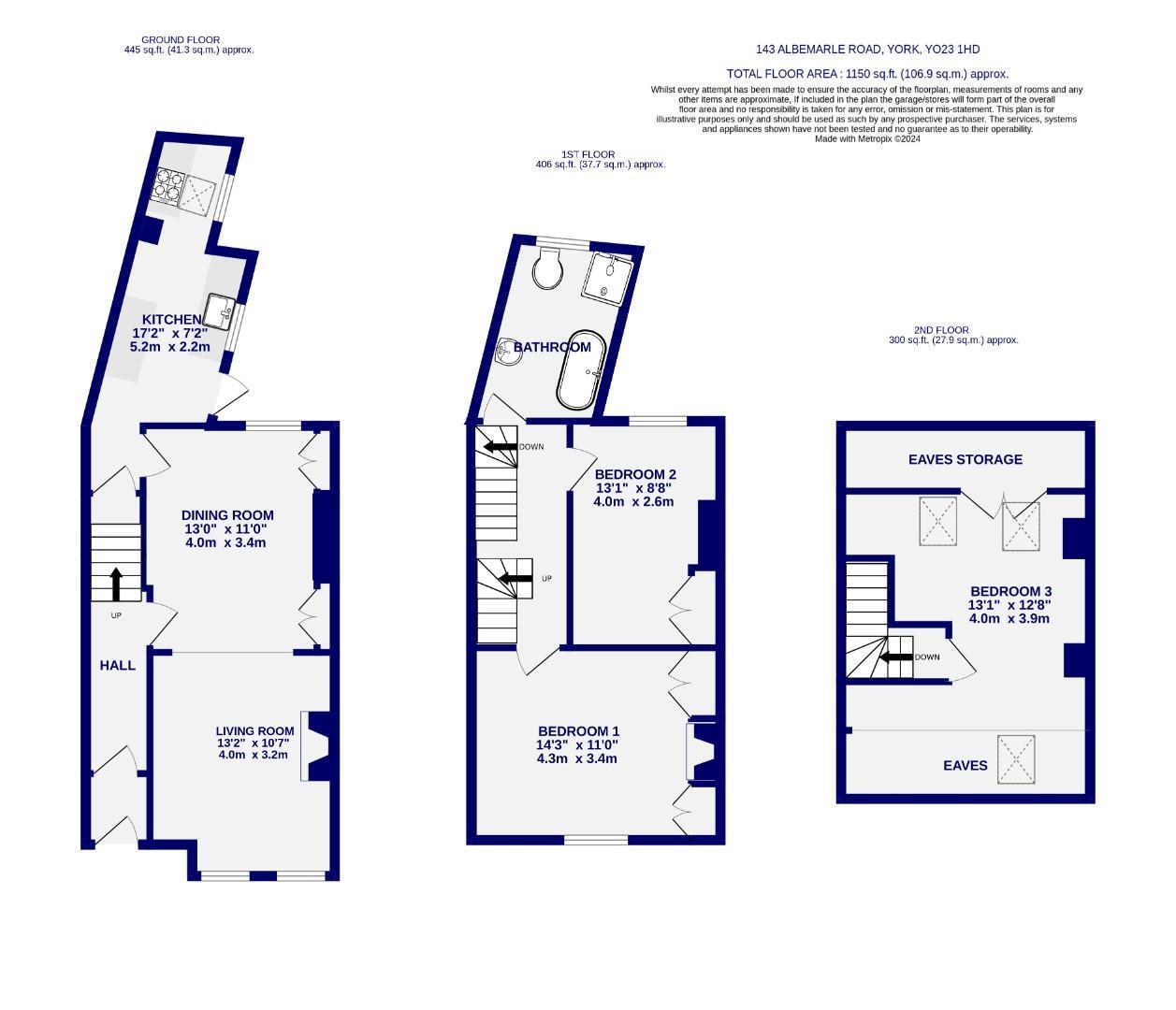 Floorplans For Albemarle Road, South Bank, York, YO23 1HD