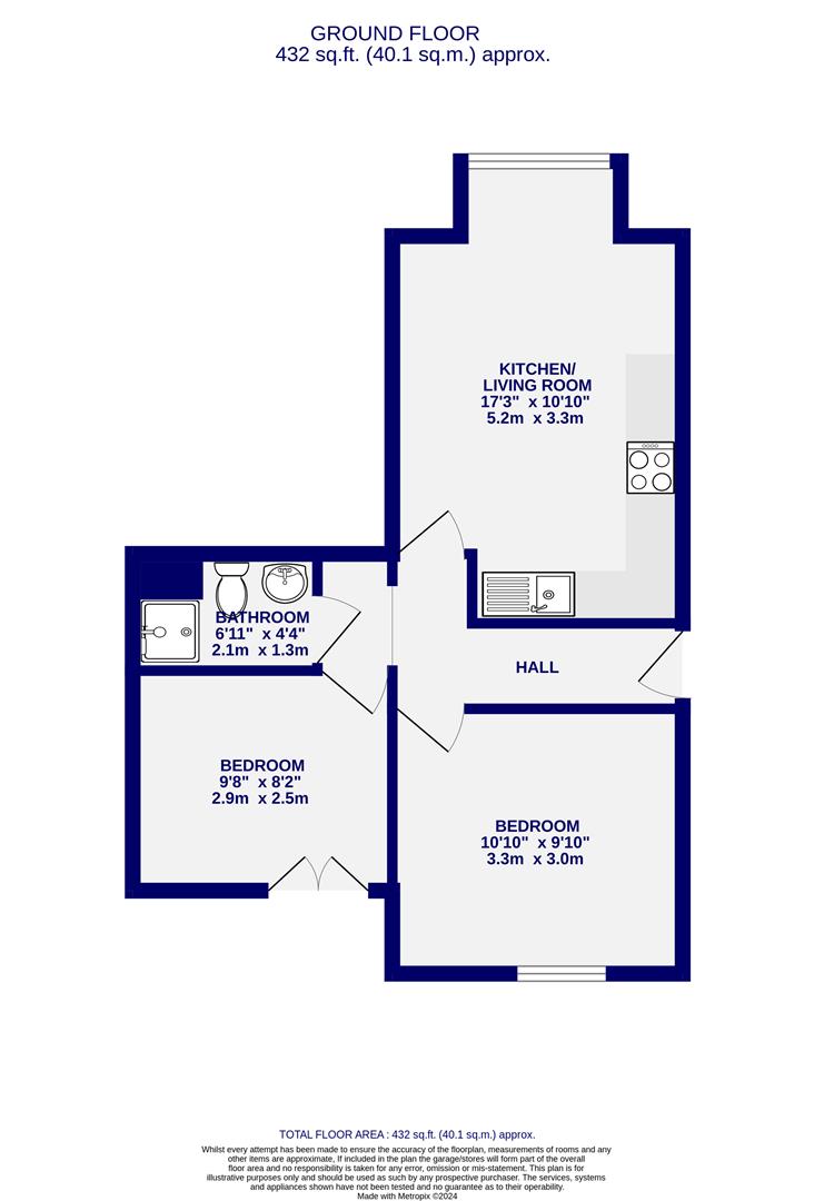 Floorplans For Ground Floor Flat, Huntington Road, Huntington Road