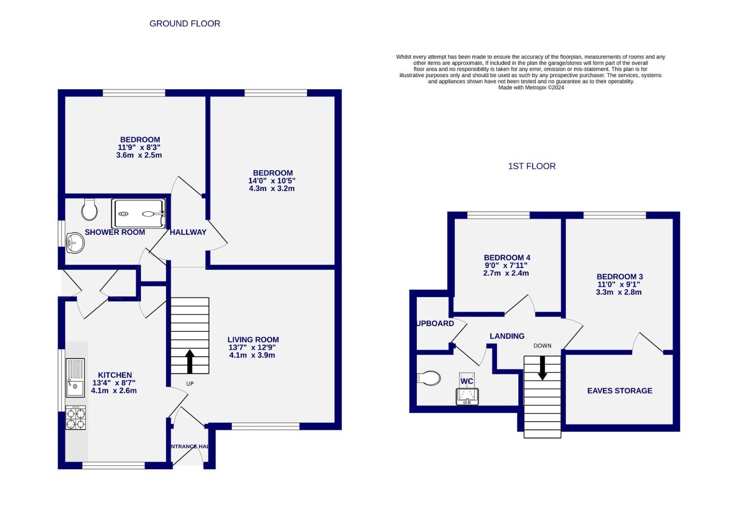 Floorplans For Fern Close, Huntington, YORK