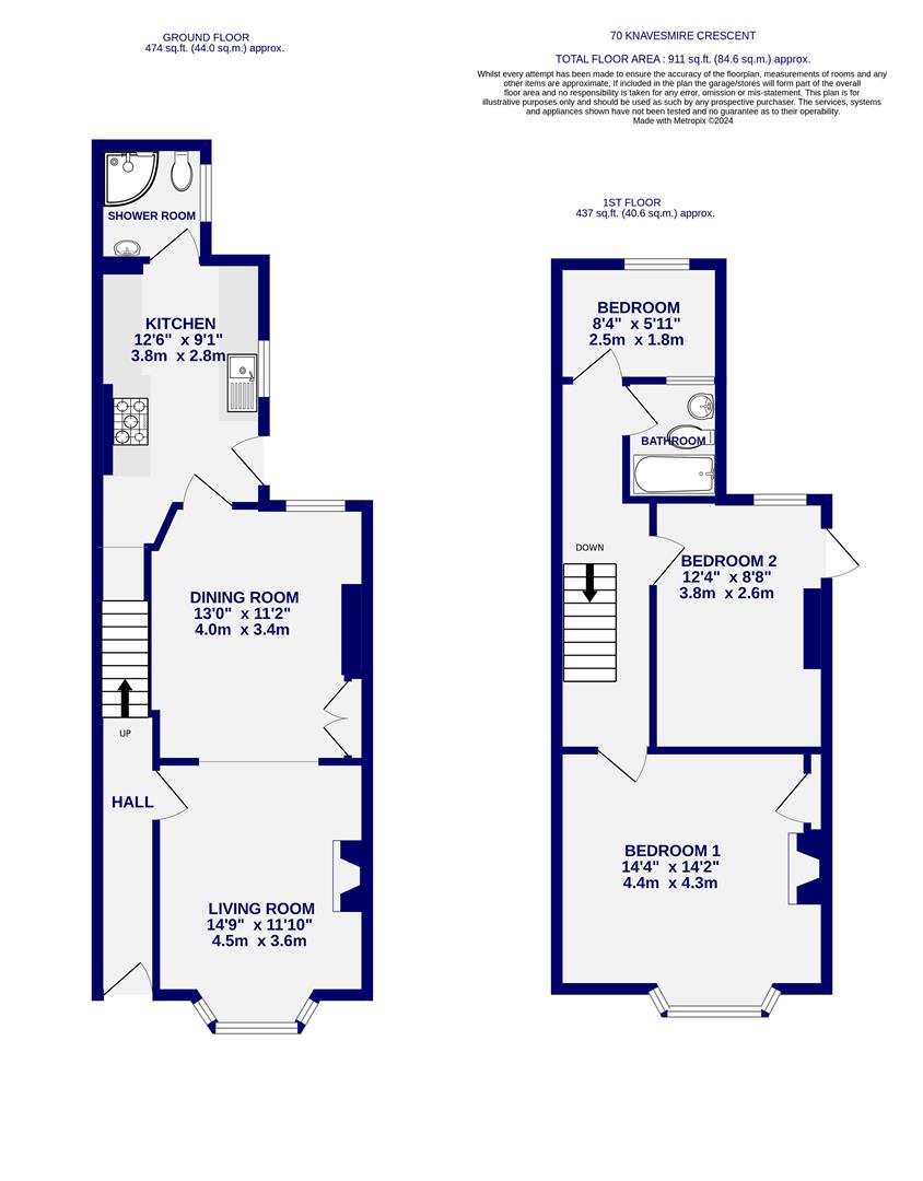 Floorplans For Knavesmire Crescent, York, YO23 1ET