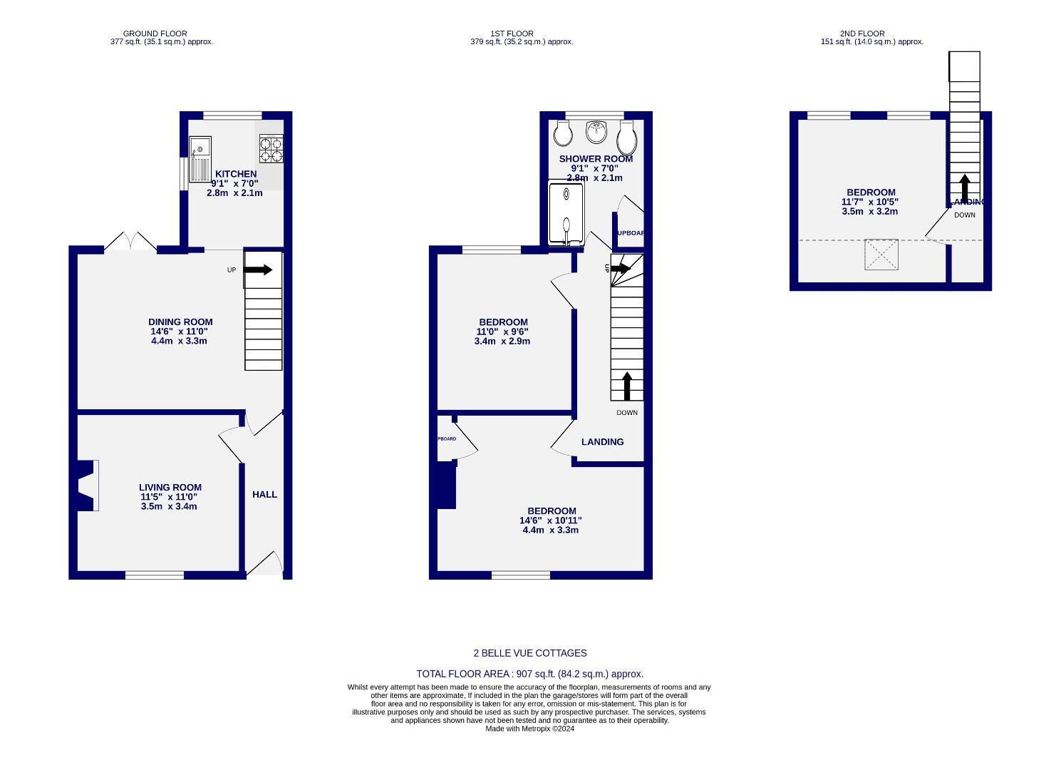 Floorplans For Belle Vue Cottages, Belle Vue Street, York