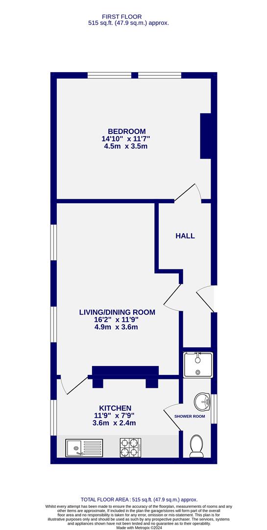 Floorplans For First Floor Flat, 45 Heslington Lane, Fulford